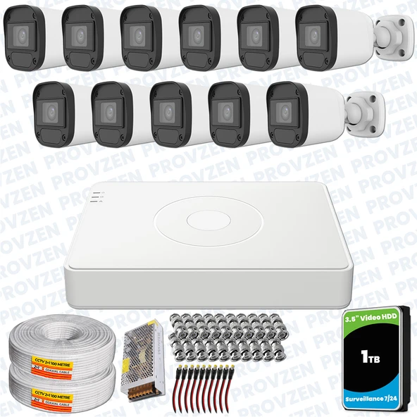 Provzen Hikvision Unv 11'li Full HD Güvenlik Kamerası Set Gece Görüş, Mikrofon, Olay Anında Bildirim ürün görseli 1
