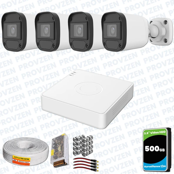 Provzen Hikvision Unv 4'lü Full HD Güvenlik Kamerası Set Gece Görüş, Mikrofon, Olay Anında Bildirim ürün görseli 1