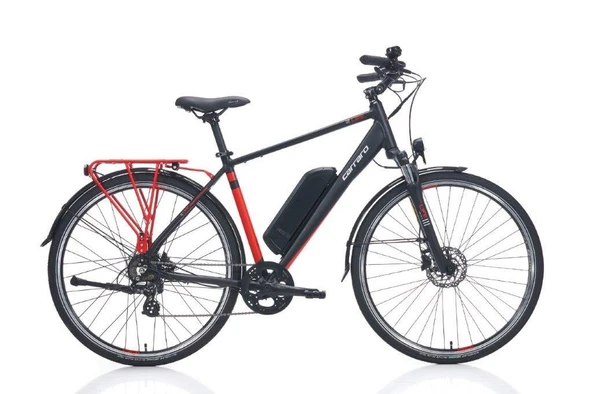 Carraro E-Life 2.1 28-Jant Hd Elektrikli Şehir Bisikleti (Mat Siyah Kırmızı Gümüş) ürün görseli 1