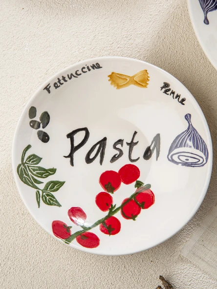 We all love PASTA 5 Parça Servis Seti- El Boyama - Resim 4