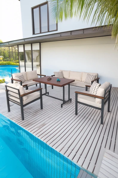 NEOKAS Metal Balkon Seti, Bahçe Takımı, Kafe Koltuğu, Bekleme Alanı Koltuğu, Oturma Grubu 1 + 1 + 2 + 3 + M ürün görseli 1