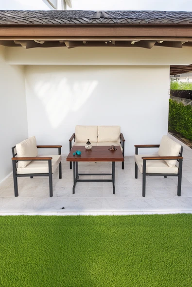 NEOKAS Balkon Mobilyası, Metal Oturma Grubu, Balkon Seti, Kafe Koltuğu, Teras Takımı,  1 + 1 + 2 + M ürün görseli 1