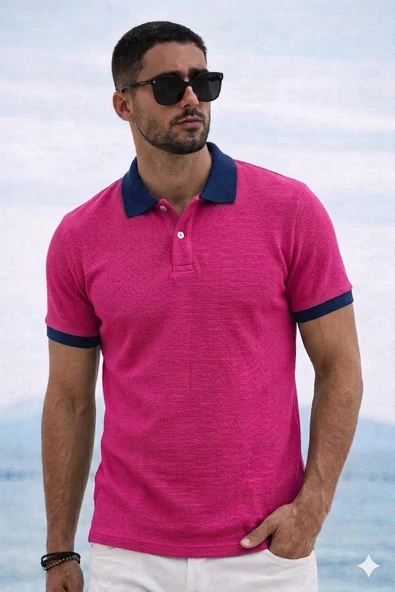 Polo Yaka T-shirt - Fuşya ürün görseli 1