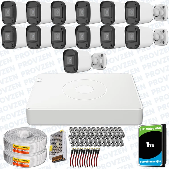 Provzen Hikvision Unv 13'lü Full HD Güvenlik Kamerası Set Gece Görüş, Mikrofon, Olay Anında Bildirim ürün görseli 1