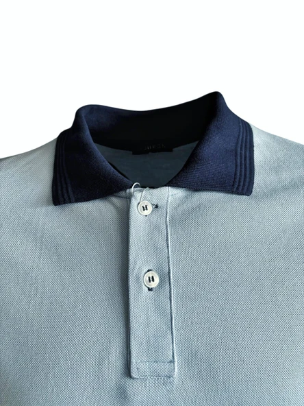 Polo Yaka T-shirt - Mavi - Resim 3