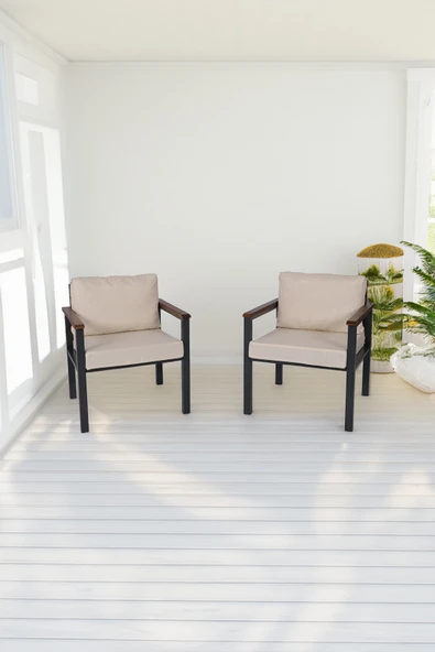 NEOKAS Balkon Mobilyası, Metal Oturma Grubu, Balkon Seti, Kafe Koltuğu, Teras Takımı, 2 Tekli Koltuk ürün görseli 1