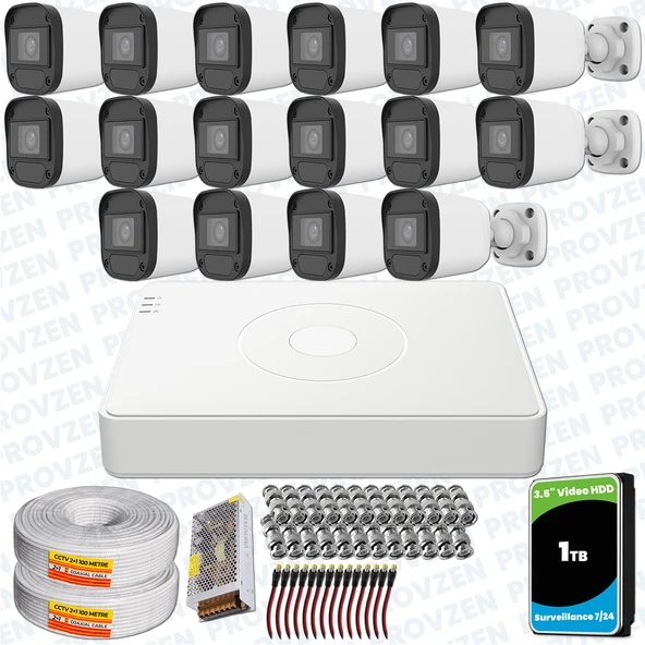 Provzen Hikvision Unv 16'lı Full HD Güvenlik Kamerası Set Gece Görüş, Mikrofon, Olay Anında Bildirim ürün görseli 1