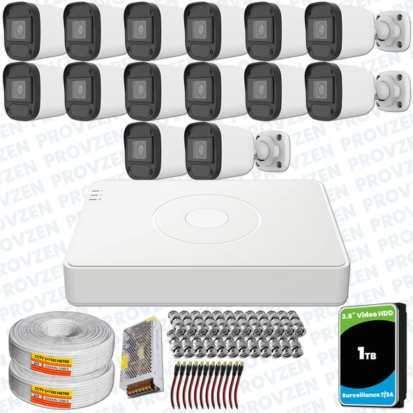 Provzen Hikvision Unv 14'lü Full HD Güvenlik Kamerası Set Gece Görüş, Mikrofon, Olay Anında Bildirim ürün görseli 1