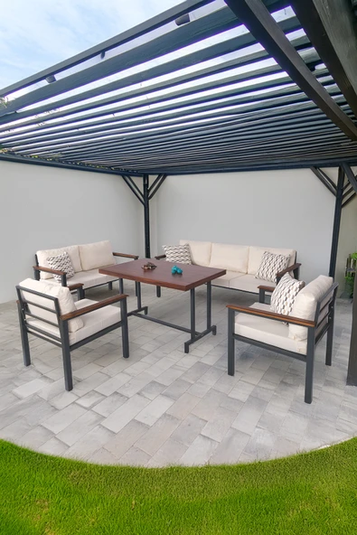 NEOKAS Metal Bahçe Takımı, Balkon Seti, Kafe Koltuğu, Bekleme Alanı Koltuğu, Oturma Grubu 1 + 1 + 2 + 3 + M ürün görseli 1