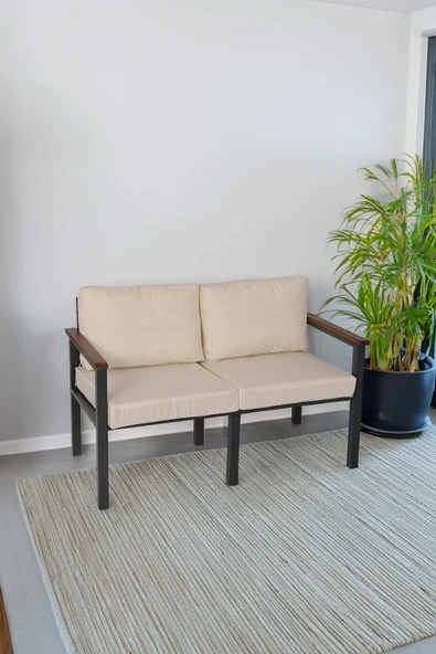 NEOKAS Balkon Mobilyası, Metal Oturma Grubu, Balkon Seti, Kafe Koltuğu, Teras Takımı, 1 İkili Koltuk ürün görseli 1