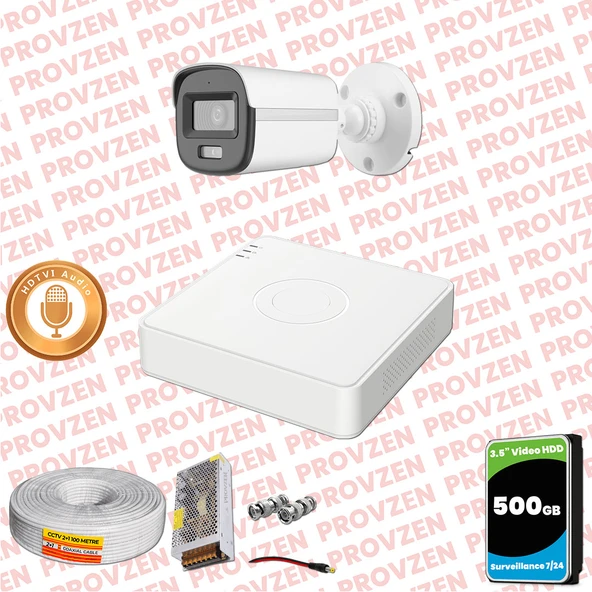 Provzen Hikvision 1'li Full HD Güvenlik Kamerası Set 7/24 Renkli, Mikrofonlu, Olay Anında Bildirim ürün görseli 1