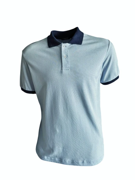 Polo Yaka T-shirt - Mavi - Resim 2