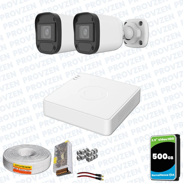 Provzen Hikvision Unv 2'li Full HD Güvenlik Kamerası Set Gece Görüş, Mikrofon, Olay Anında Bildirim ürün görseli 1