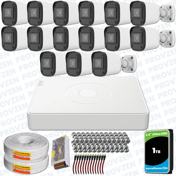 Provzen Hikvision Unv 15'li Full HD Güvenlik Kamerası Set Gece Görüş, Mikrofon, Olay Anında Bildirim ürün görseli 1