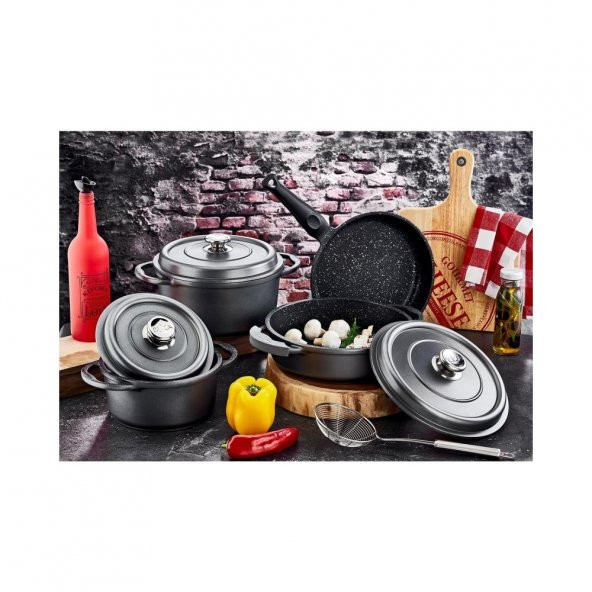 Olika Palladium Plus 7 Parça Döküm Tencere Seti Gri DTS PLU704 ürün görseli 1