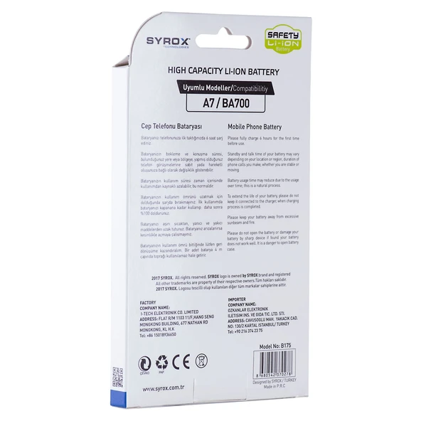 Syrox Samsung A700 A7 2015 Batarya Pil B175 - Resim 3