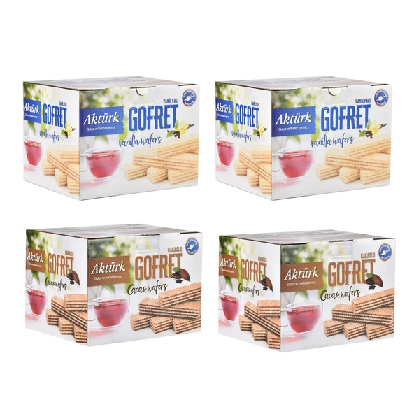 Aktürk Gofret 800 gr Kakaolu ve Vanilyalı 4 lü Karma Paket ürün görseli 1