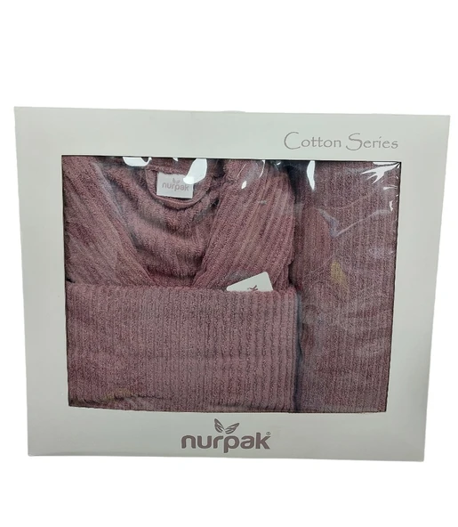 Nurpak Tek Kişilik Bornoz Seti Şalyaka-Ekol Mürdüm (Beden L-XL) ürün görseli 1