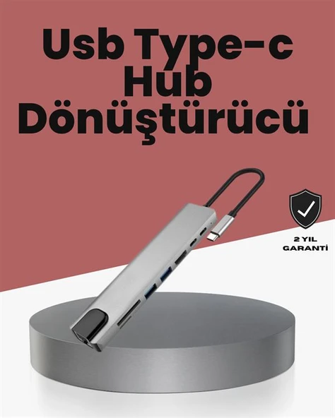 Alüminyum Gövdeli Type‑C HDMI & Ethernet Adaptör – Tak & Çalıştır ürün görseli 1