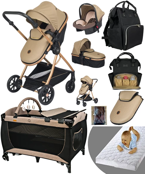 Baby Home 9 In 1 1010 Travel Sistem Bebek Arabası 560 Bebek Oyun Parkı Yatak Beşik ürün görseli 1