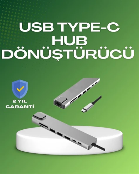 Seyahat Dostu 8‑in‑1 Hub – Şarj & Veri & Video & Ağ için Eksiksiz Çözüm ürün görseli 1