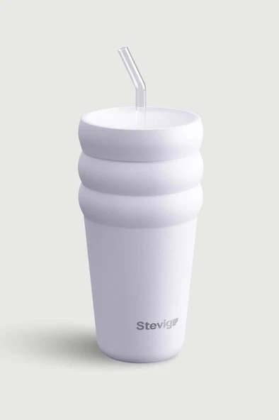 Stevig 3 Bubble Two-Cap Straw Tumbler Çelik Termos 600 ML Lilac Hint ST-245 ürün görseli 1