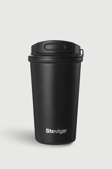 Stevig 4 Work Flip Open Coffee Mug Çelik Termos 400 ML Black ST-250 ürün görseli 1