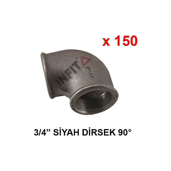 Infit 3/4" Siyah Dirsek 90° 1 Koli = 150 Adet ürün görseli 1