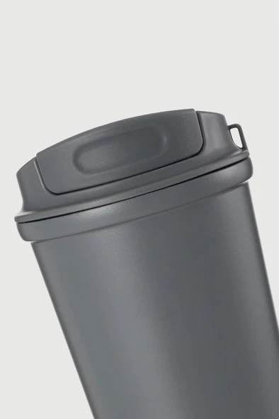 Stevig 4 Work Flip Open Coffee Mug Çelik Termos 400 ML Grey ST-251 - Resim 4