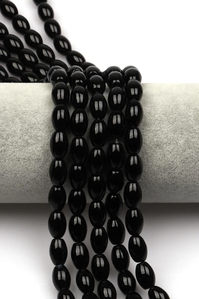 Siyah Akik Doğaltaş Dizi 8 x 12 mm Arpa Kesim ürün görseli 1