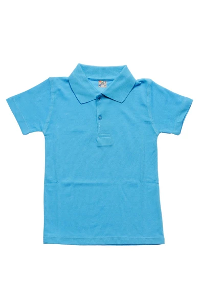 Turkuaz Kısa Kol Düz Renk Yakalı 6-17 Yaş Çocuk Okul Lakos Tişört Polo Yaka T-shirt ürün görseli 1