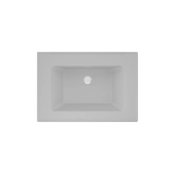 Real Stone ZENITH 65 Etajerli Beyaz Granit Banyo Lavabosu 65x45 ürün görseli 1