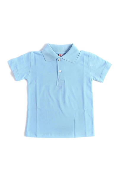 Mavi Kısa Kol Düz Renk Yakalı 6-17 Yaş Çocuk Okul Lakos Tişört Polo Yaka T-shirt ürün görseli 1