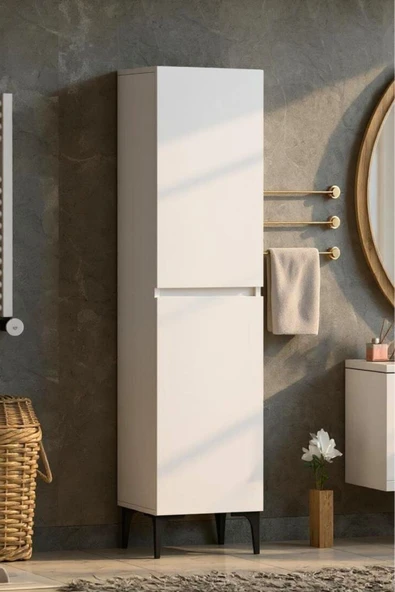 Polen 2 Kapaklı Çok Amaçlı Boy Banyo,Mutfak,Kiler Dolabı Beyaz ürün görseli 1
