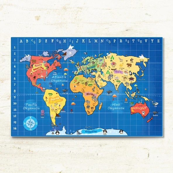 DÜNYA HARİTASI BÜYÜK- 150cm x 100cm ( OKUL ÖNCESİ ) ürün görseli 1
