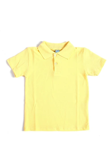 Sarı Kısa Kol Düz Renk Yakalı 6-17 Yaş Çocuk Okul Lakos Tişört Polo Yaka T-shirt ürün görseli 1