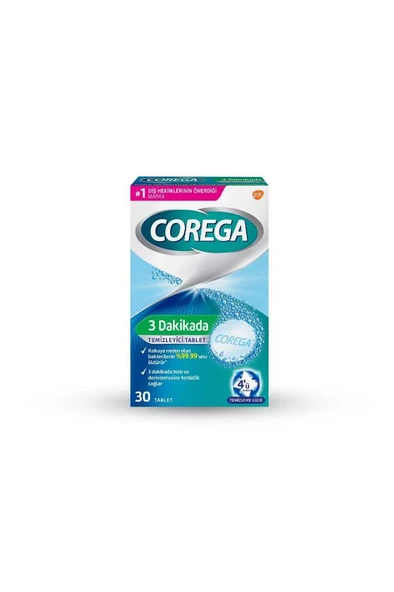 COREGA Diş Protezi Temizleyici Beyazlatıcı Tablet 30 Adet Cbkshop ürün görseli 1
