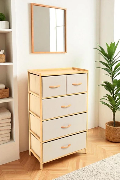 Digithome Bambu 5 Çekmeceli Dolap Organizer Çok Amaçlı Düzenleyici Şifonyer DB-0013 ürün görseli 1