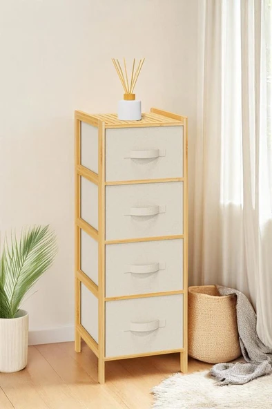Digithome Bambu 4 Çekmeceli Dolap Organizer Çok Amaçlı Düzenleyici Şifonyer DB-0014 ürün görseli 1