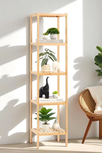 Digithome Bambu 5 Raflı Çok Amaçlı Organizer Mutfak Rafı Banyo Düzenleyici Raf Mio-002 ürün görseli 1