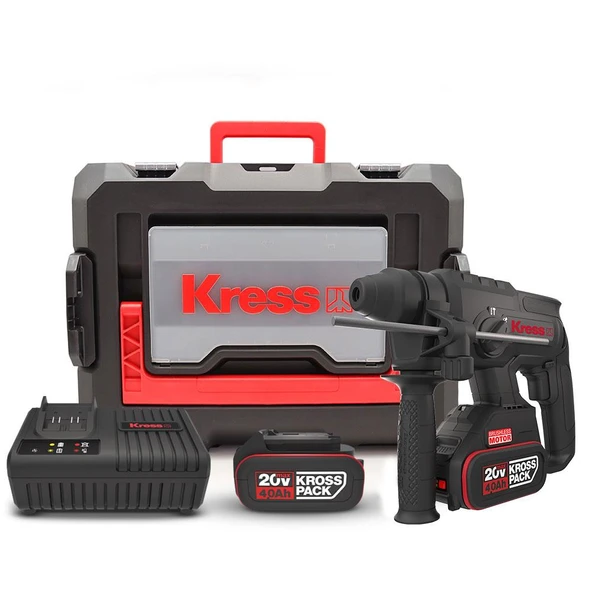 Kress KU390.4 20Volt 4.0Ah. 2.0J Li-ion Çift Akülü Şarjlı Kömürsüz Profesyonel SDS-Plus Pnömatik Kırıcı/Delici ürün görseli 1