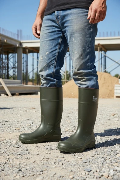Techno Boots Poliüretan Soğuğa Dayanıklı Kısa Yeşil Çizme ürün görseli 1