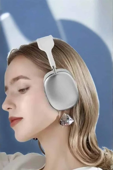 P9 Plus Kablosuz Kulak Üstü Bluetooth Kulaklık Beyaz Yüksek Ses Kaliteli ürün görseli 1