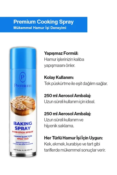 Premium Baking Spray, Hamur İşleri için Sprey Yağı 250 ml ürün görseli 1