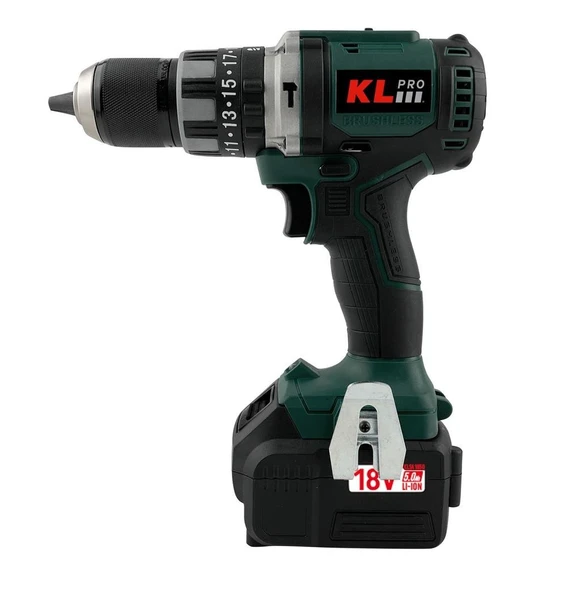 KLPro 18V 5.0 AH ŞARJLI DARBELİ VİDALAMA/MATKAP KÖMÜRSÜZ KLDM18BH-50 ürün görseli 1