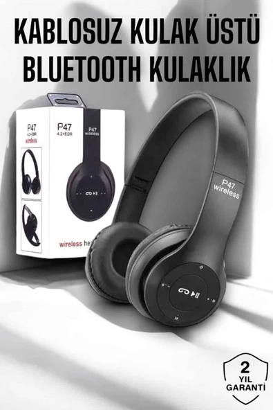 Kulak Üstü TF Kart ve AUX Destekli Ergonomik Bluetooth Kulaklık ürün görseli 1