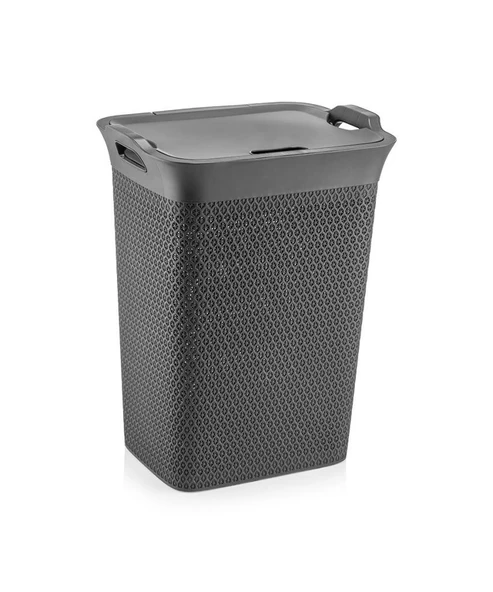 Omnipazar SY-4630 Plastik Safir Kirli Çamaşır Sepeti 55 lt Antrasit ürün görseli 1