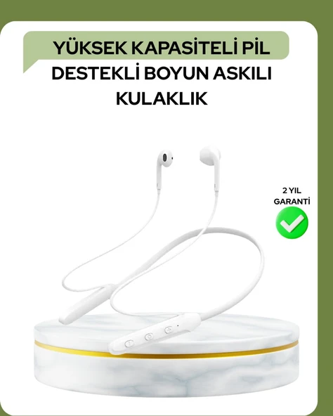 100 Saat Pil Ömrü Boyun Askılı Bluetooth Kablosuz Kulaklık ürün görseli 1