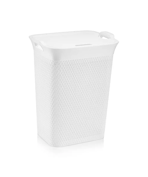Omnipazar SY-4630 Plastik Safir Kirli Çamaşır Sepeti 55 lt Beyaz ürün görseli 1