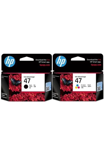 HP (47) Siyah ve Renkli Mürekkep Kartuş 6ZD21AE ve 6ZD61AE ürün görseli 1
